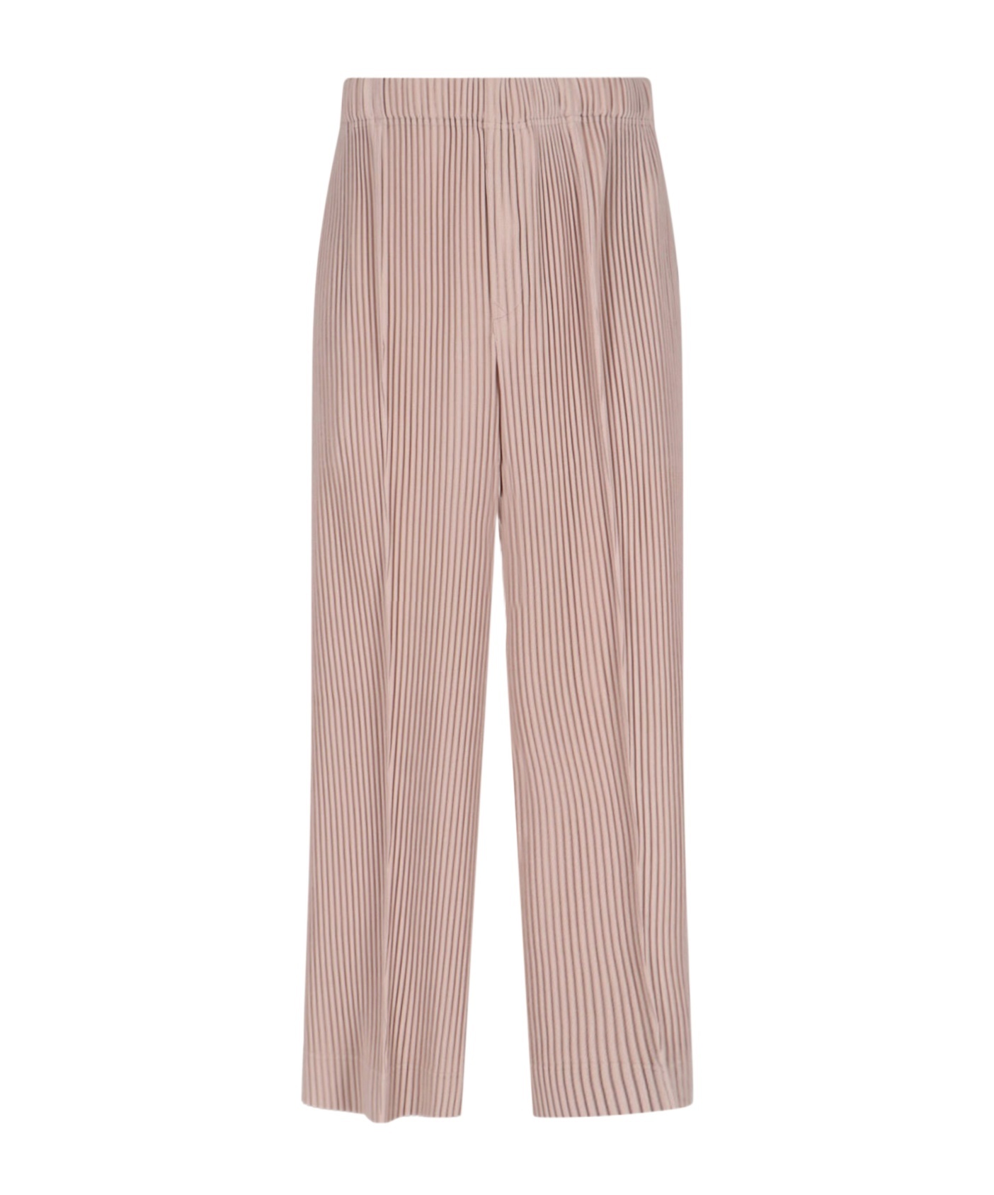 Issey Miyake High-waisted Pleated Trousers With Straight Leg Silhouette In Pink