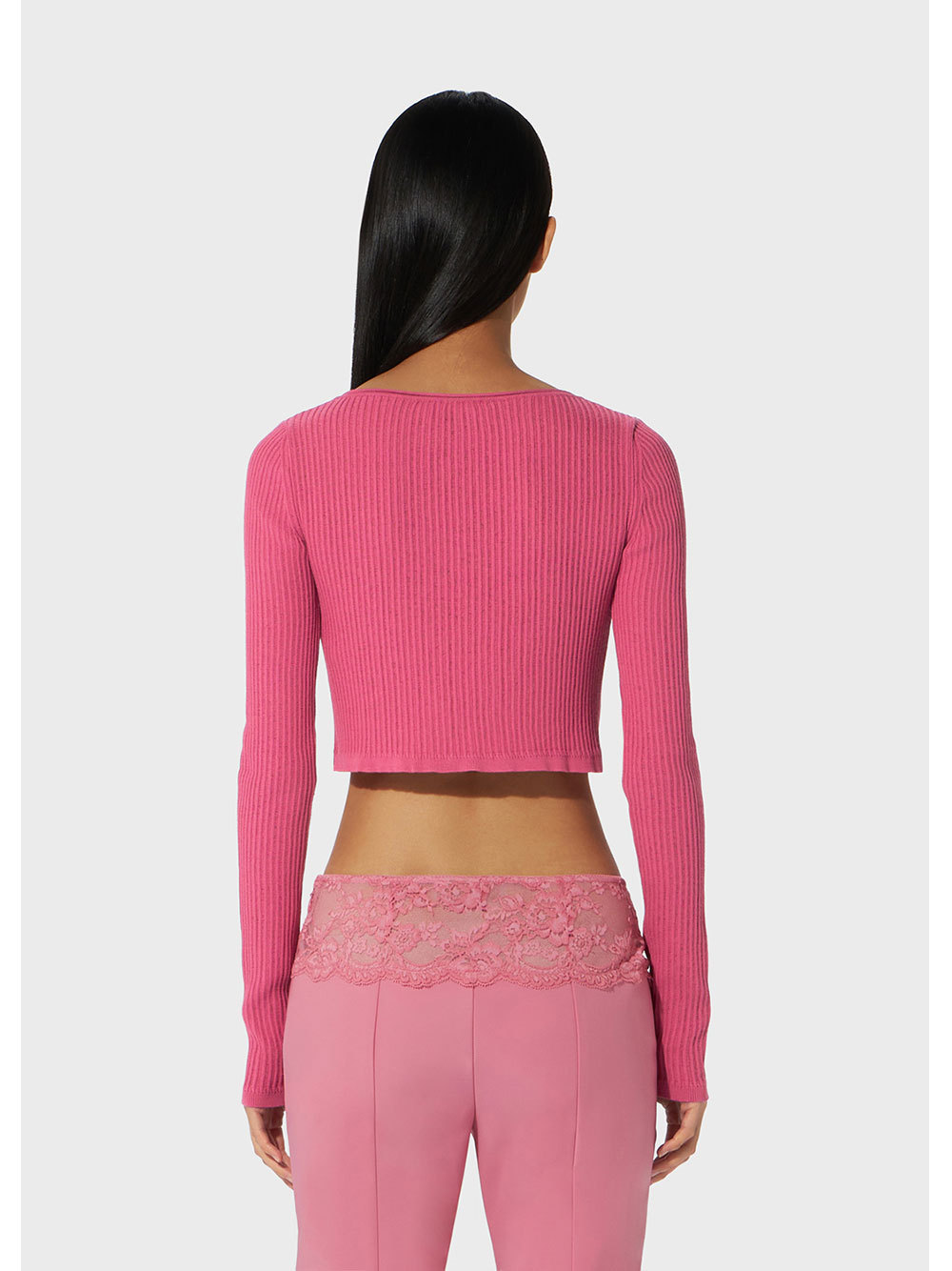 Blumarine Logo-plaque Cropped Cardigan In Pink