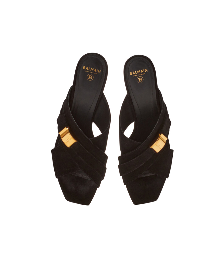 Balmain Square-headed High-heeled Sandals In Black