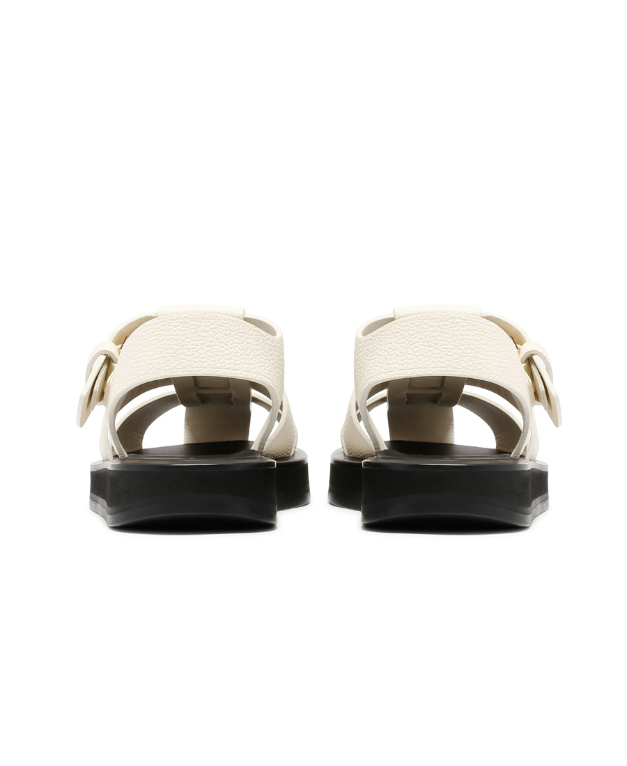 The Row Off-white Leather Fisherman Flat Sandals In Nude