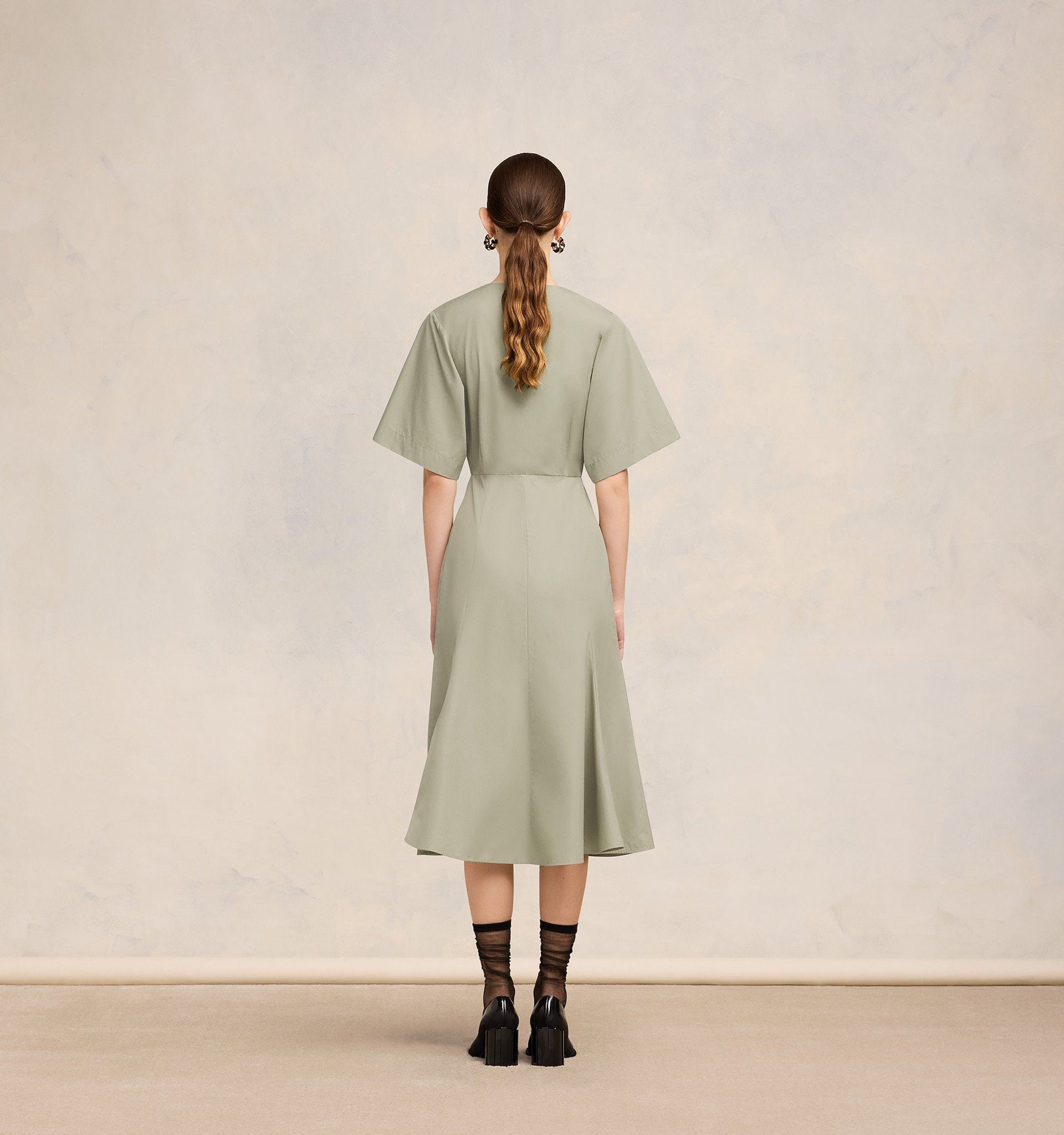 Ami Alexandre Mattiussi Midi Dress With Hidden Tab Green For Women In Green