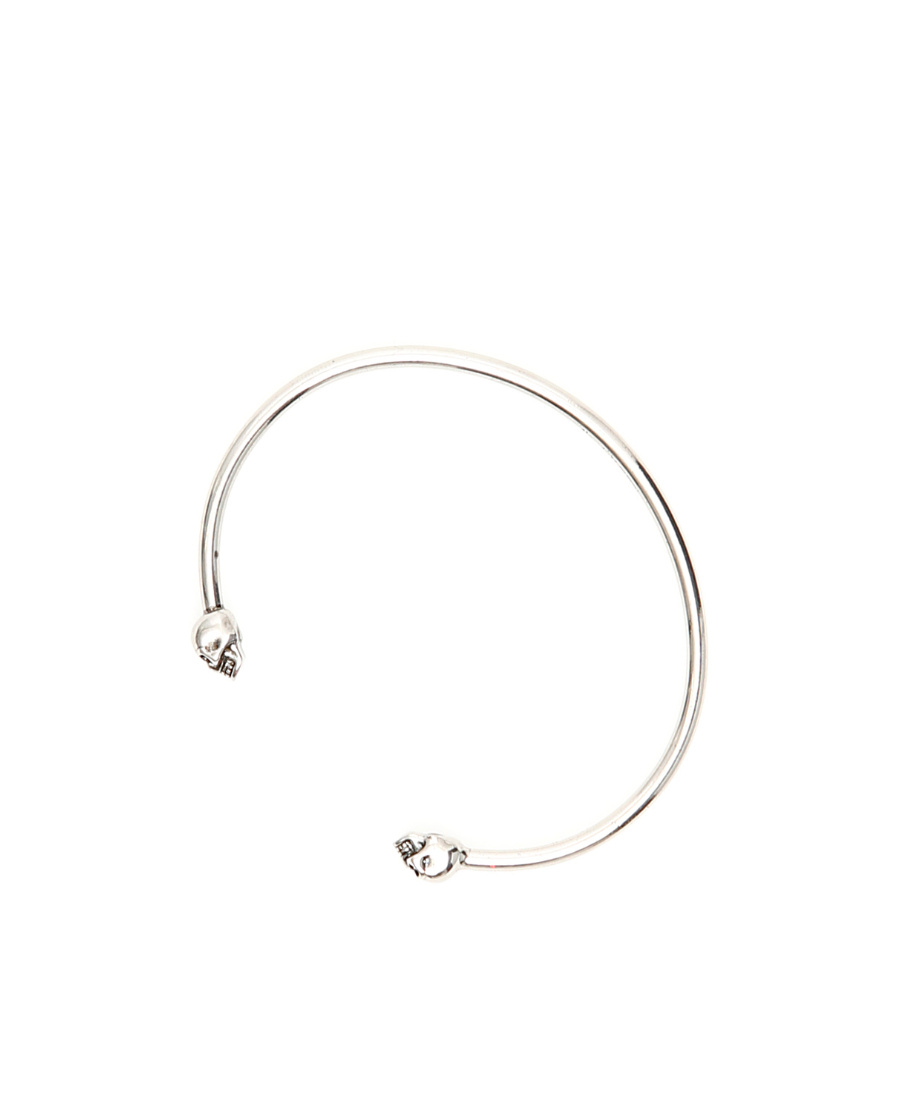 Alexander Mcqueen Silver-tone Metal Skull-embellished Cuff Bracelet In White