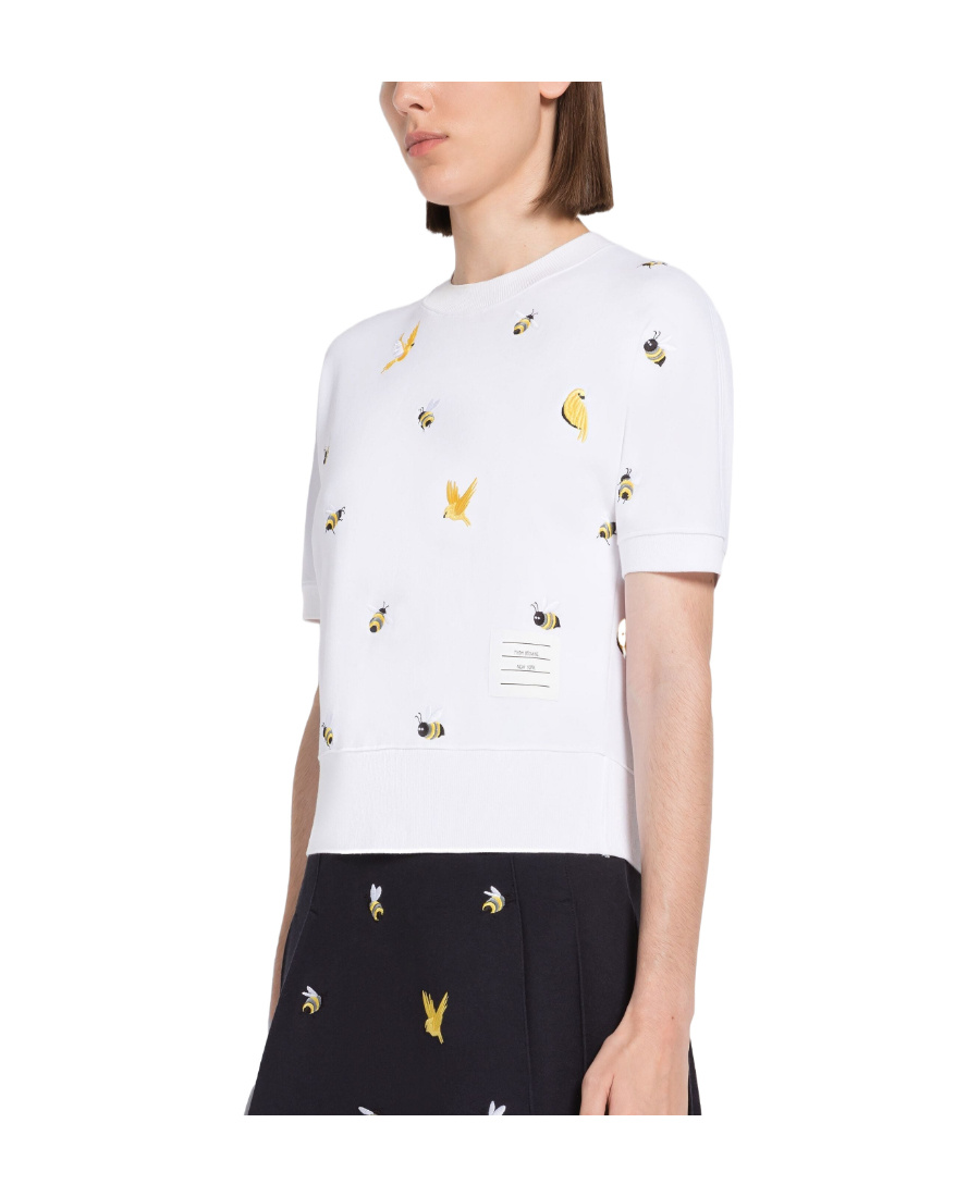 Thom Browne Logo-embroidered T-shirt In White