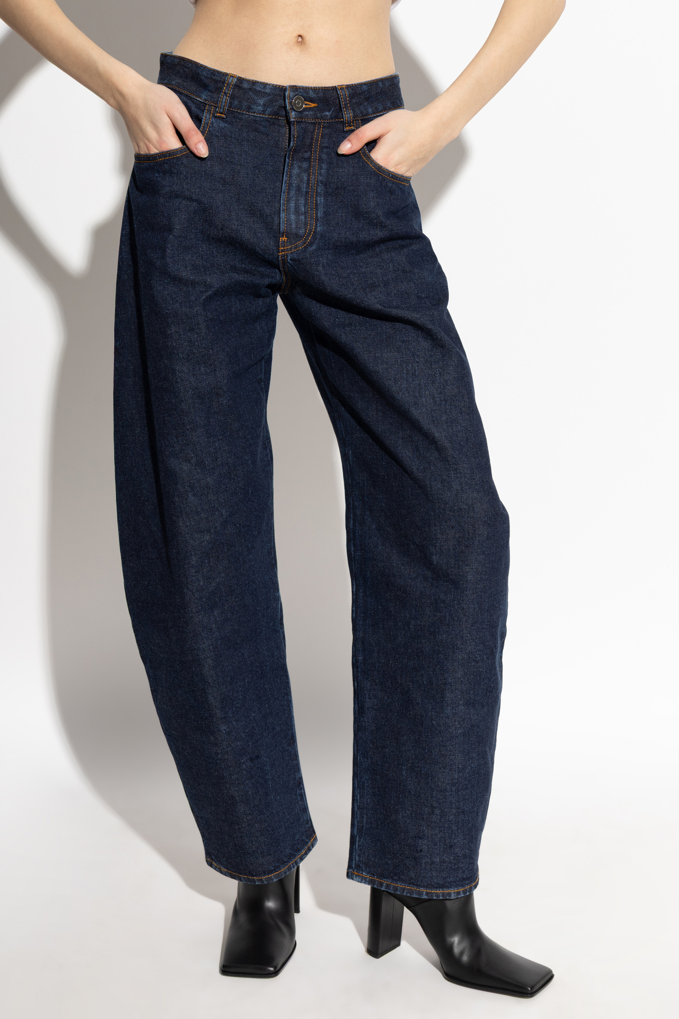 Alaïa Belt Loop Denim Trousers In Blue