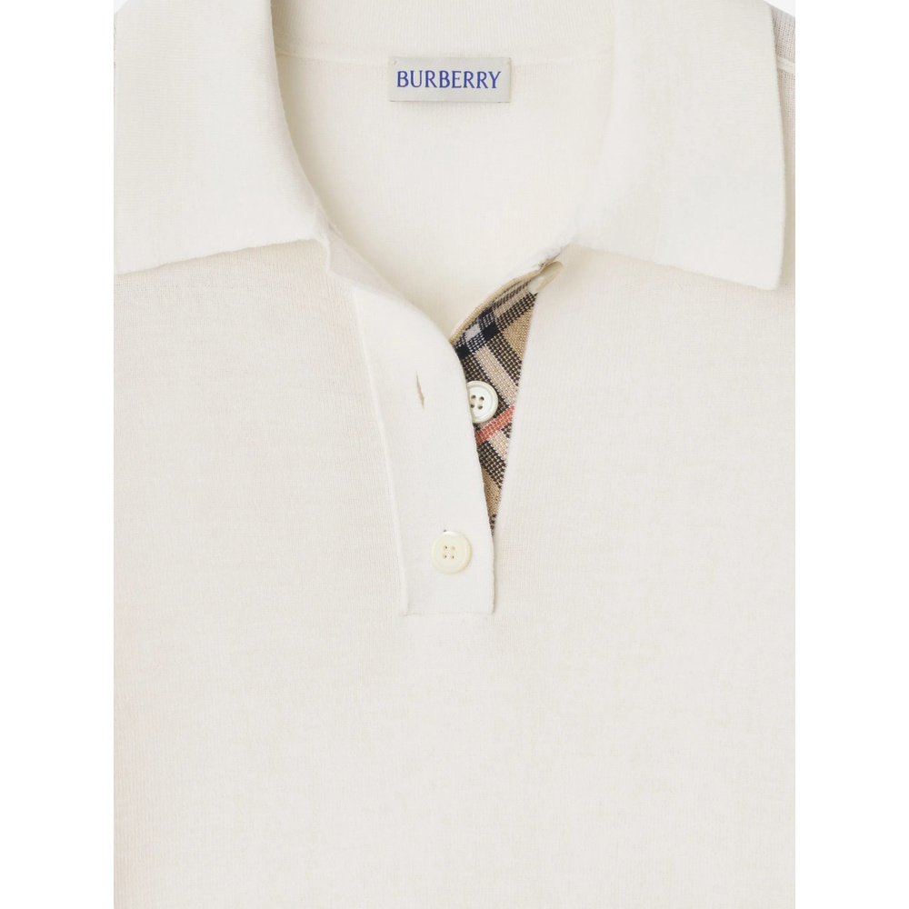 Burberry Check Pattern Knit Polo Shirt