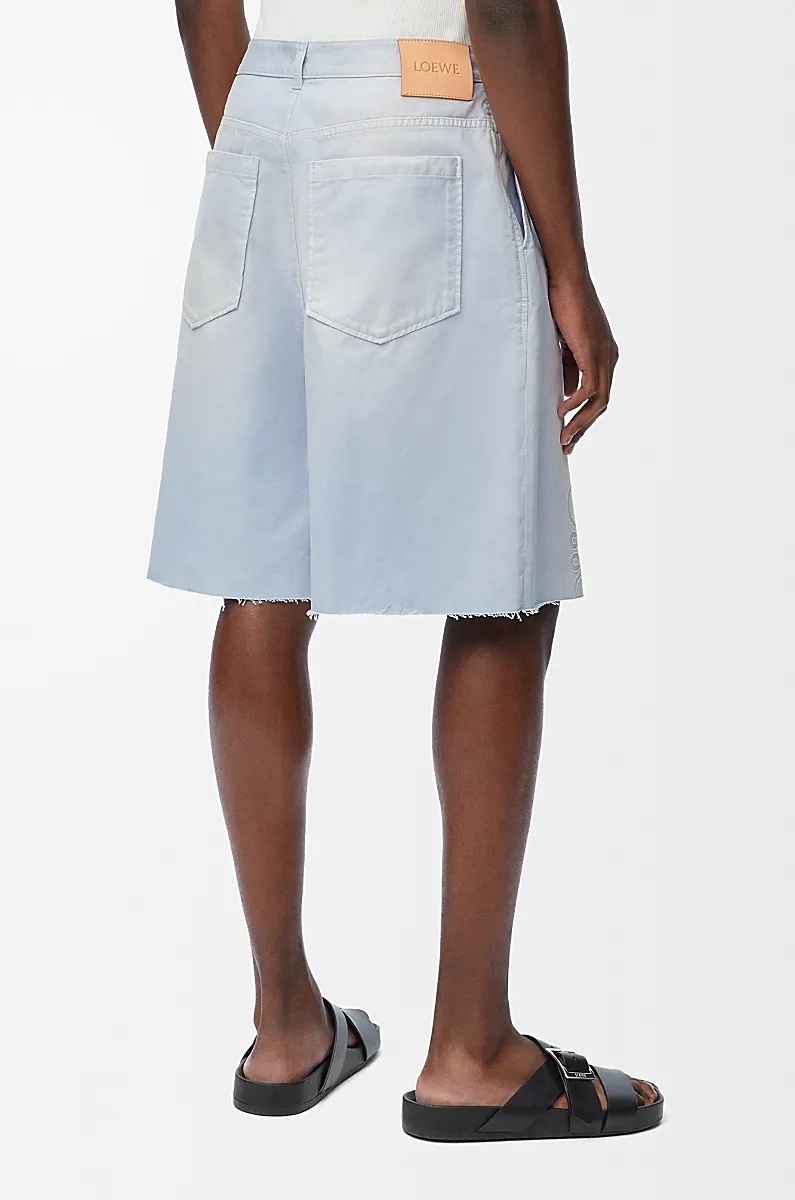 Loewe Debossed-anagram Shorts In Sky-blue