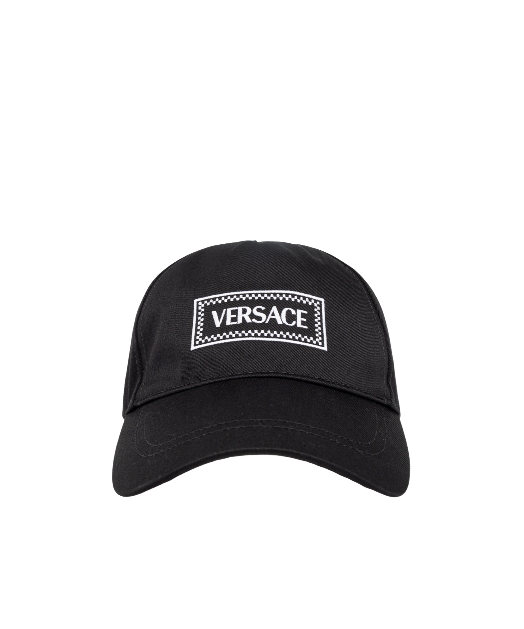 Versace Logo-embroidered Cotton Cap In Black