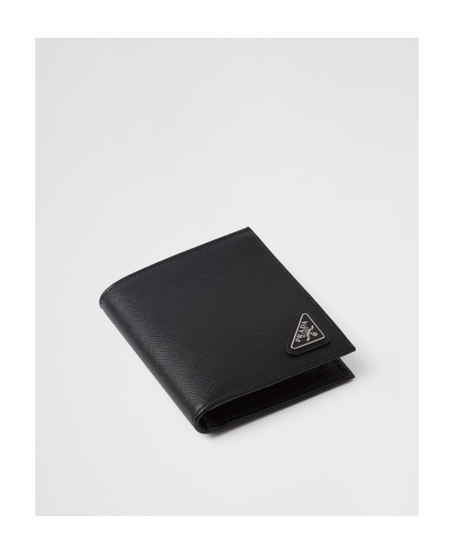 Prada Saffiano Leather Billfold Wallet In Black