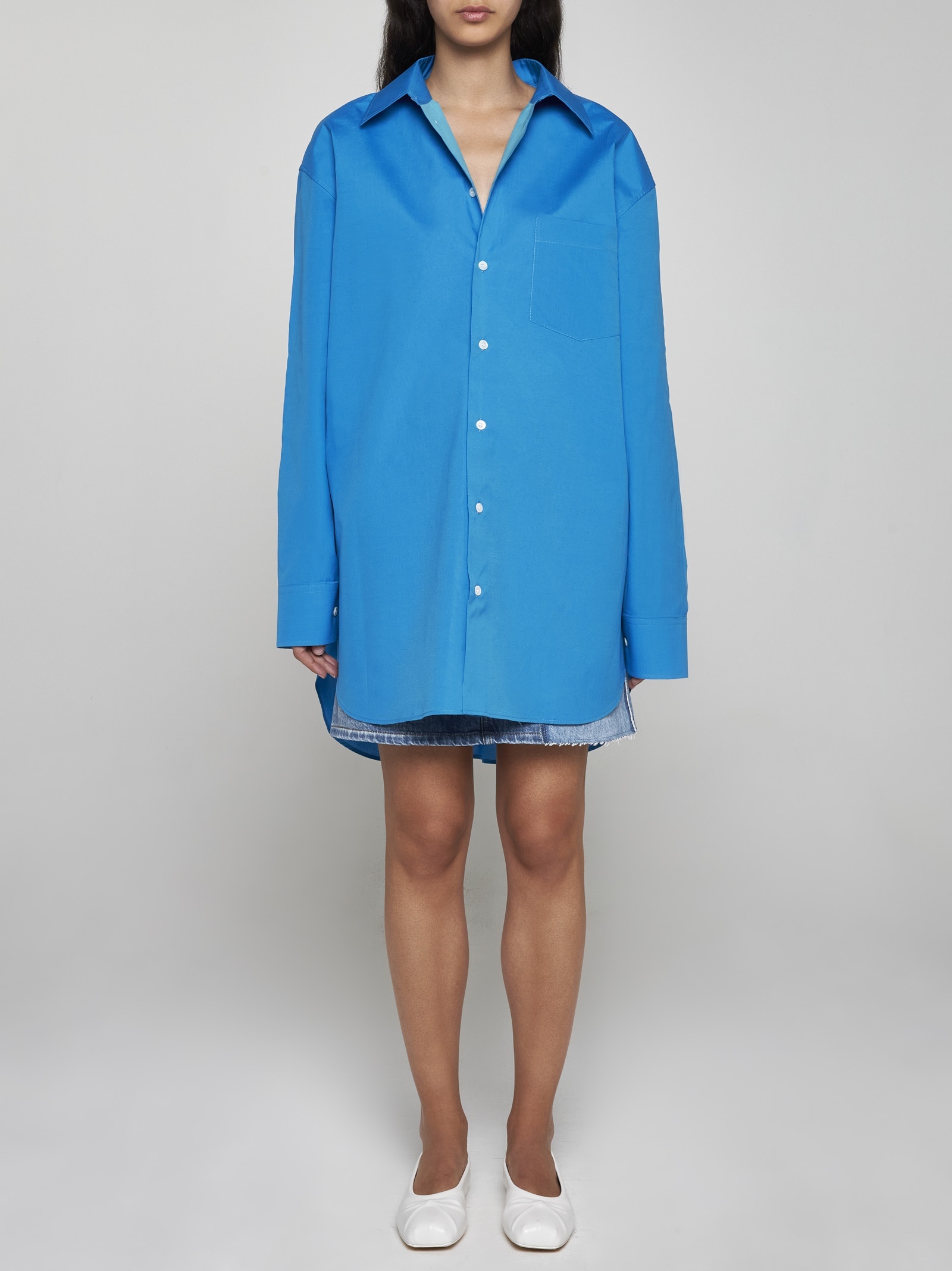 Marni Open-sides Organic Cotton Shirt In Blue