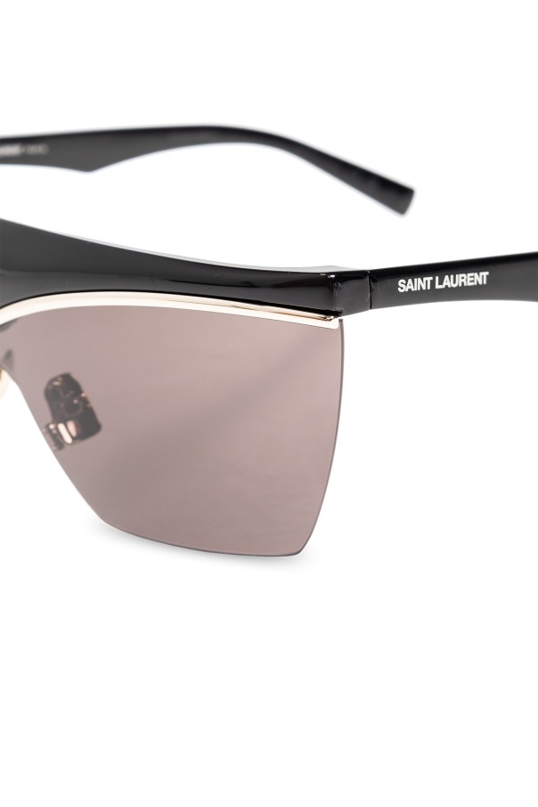 Shop Saint Laurent Shield-frame Tinted Glasses In Nude