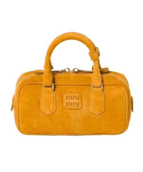 Miu Miu Arcadie Padded Suede Top-handle Bag In Orange