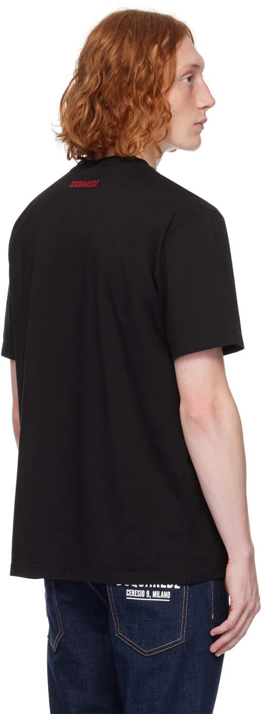 Dsquared2 Printed T-shirt With Round Neck In Black
