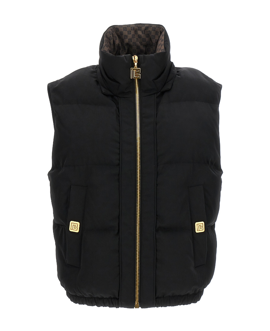 Balmain Mini Monogram Down Jacket In Black