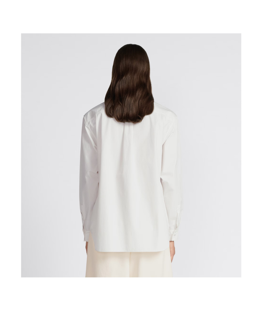 Dior Button-down Collar Poplin Cotton Shirt With Embroidered Logo In White