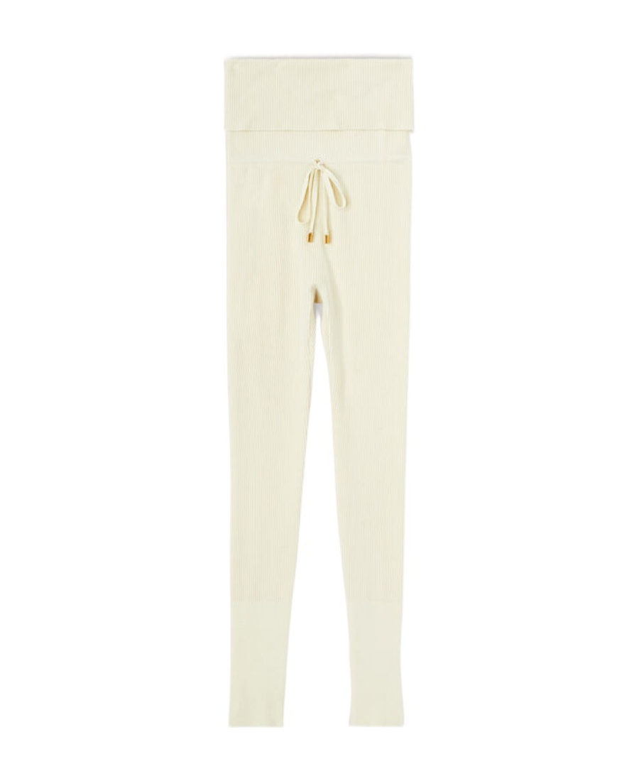 Loro Piana Diavolezza Rib Shearing Wool Leggings In White