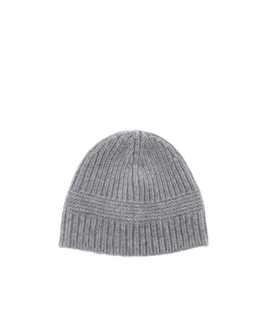 Shop Miu Miu Logo-patch Beanie Hat In Gray