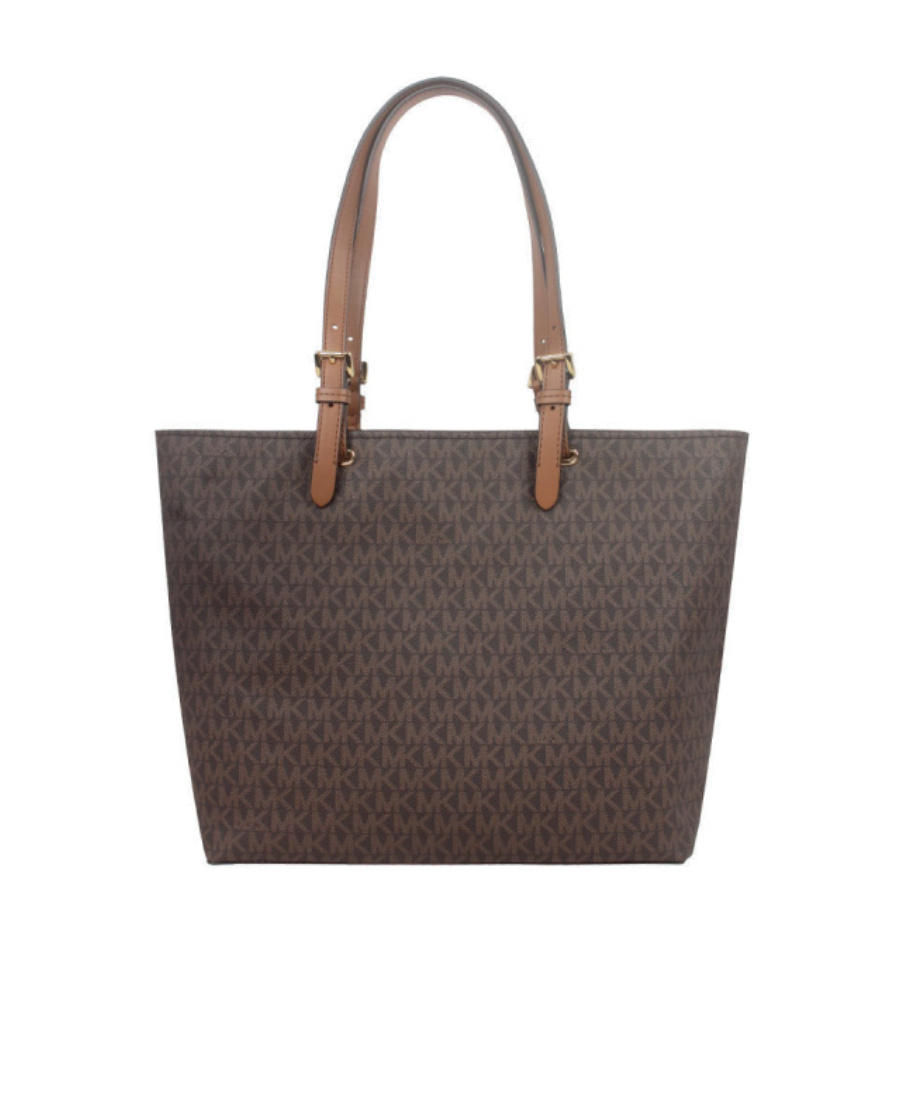 Michael Kors Jet Set Medium Logo Pocket Todd Bag In Black