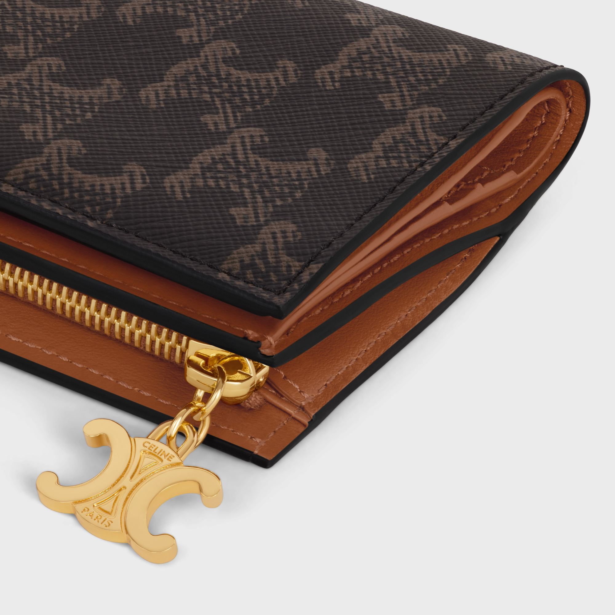 Celine Zipper Wallet In Black
