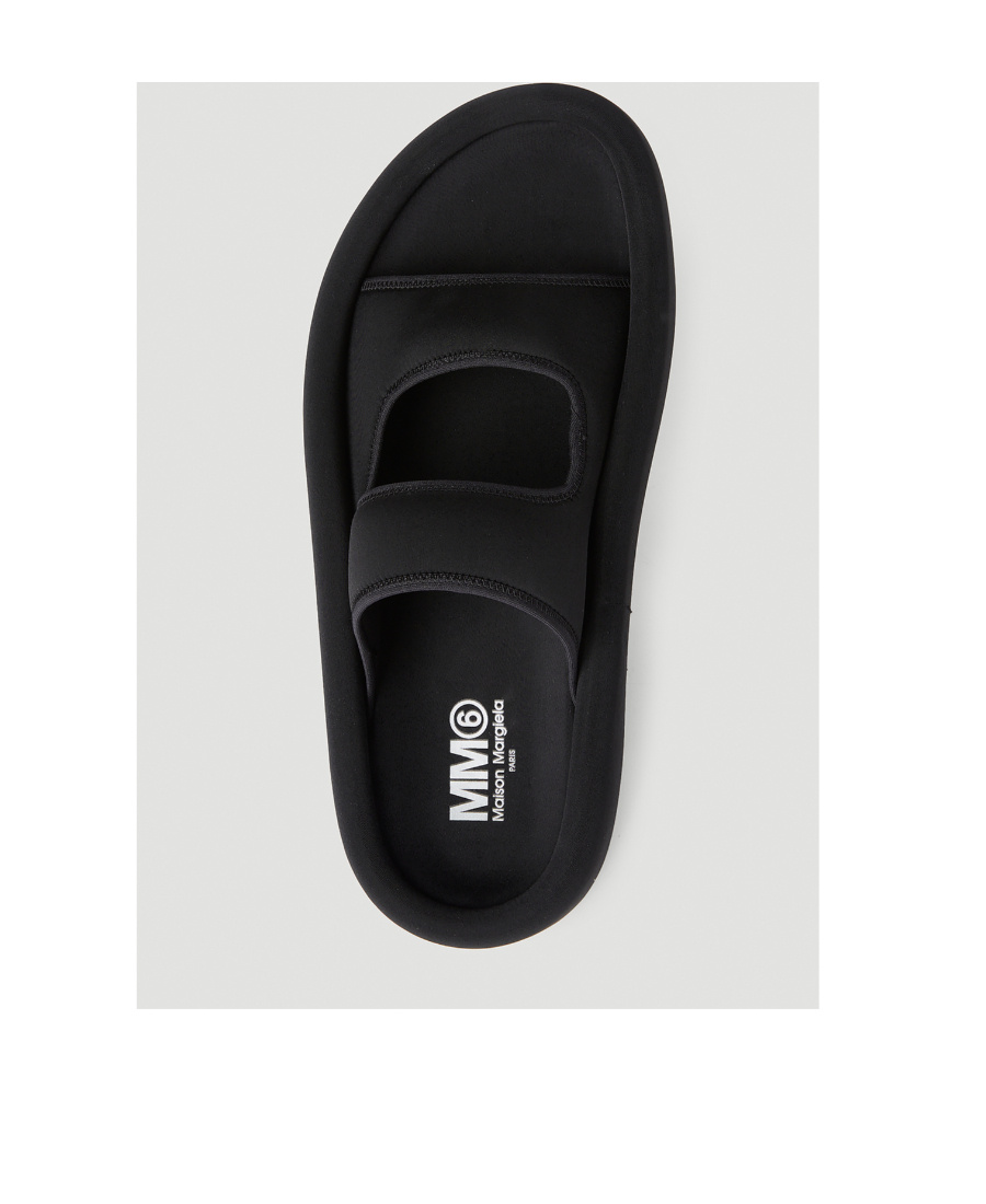 Mm6 Maison Margiela Round Head Flat-soled Slippers In Black