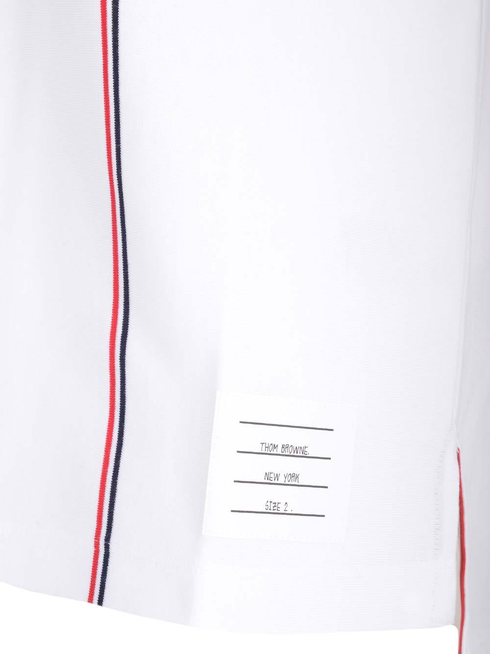 Thom Browne Crewneck T-shirt With Tricolor Intarsia In White