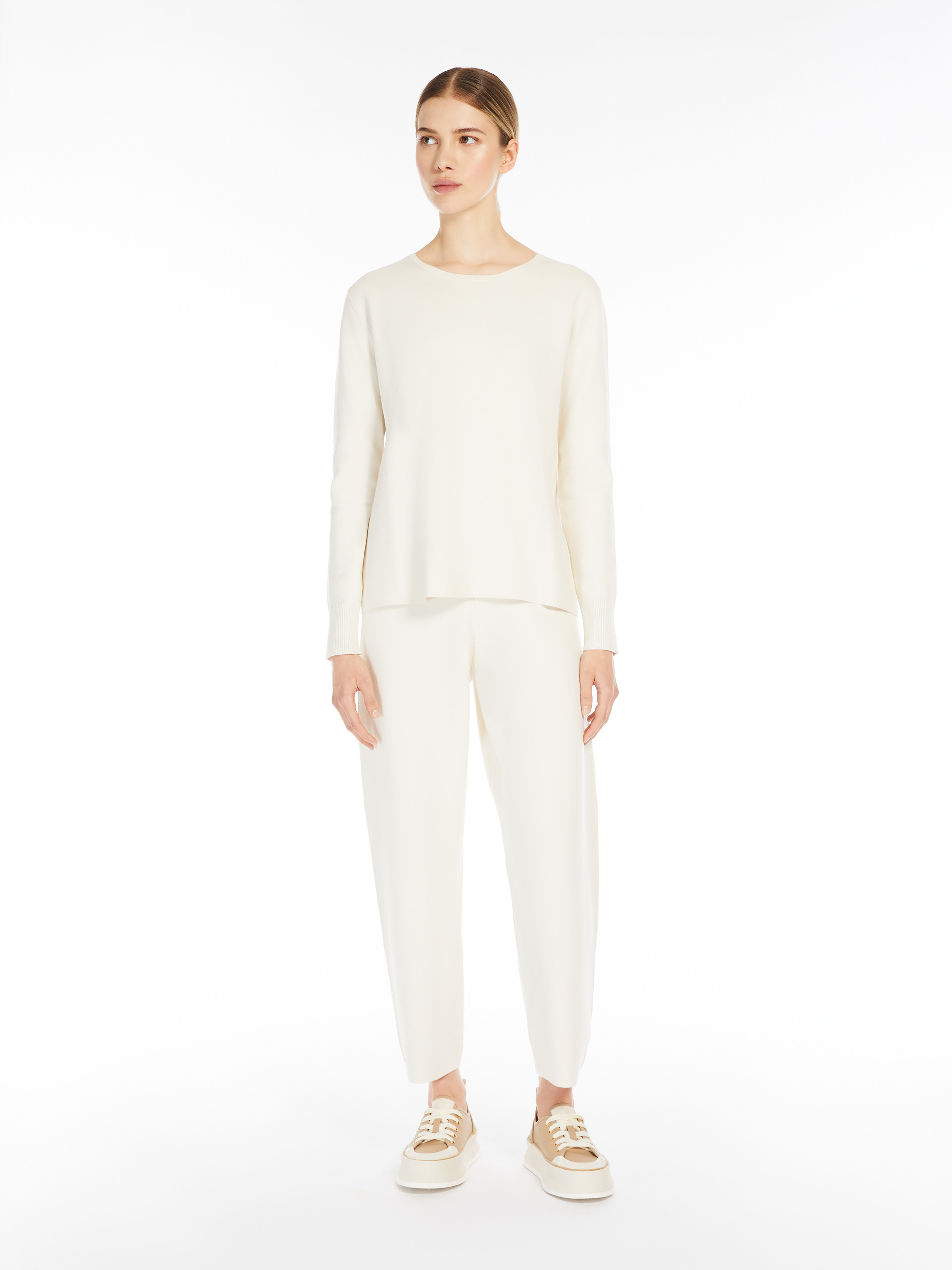 Max Mara Long-sleeved Sweater In White