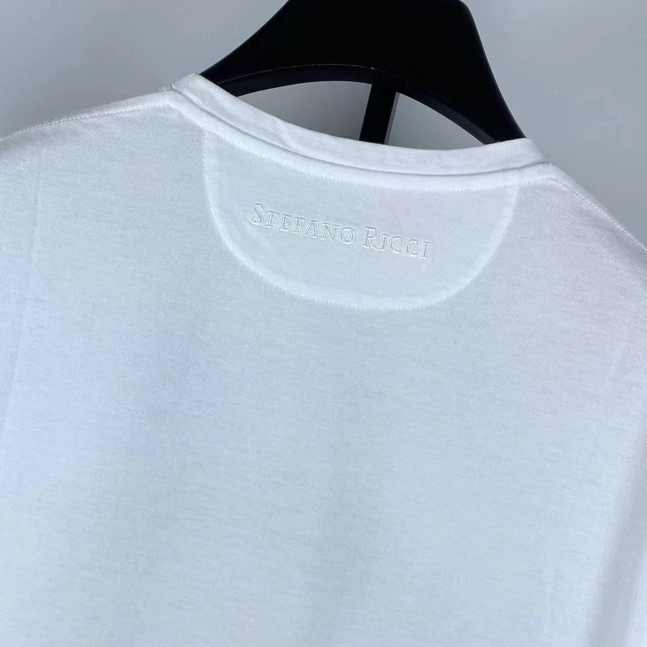 Stefano Ricci T-shirt With Round Neck And Short Sleeves In Blue