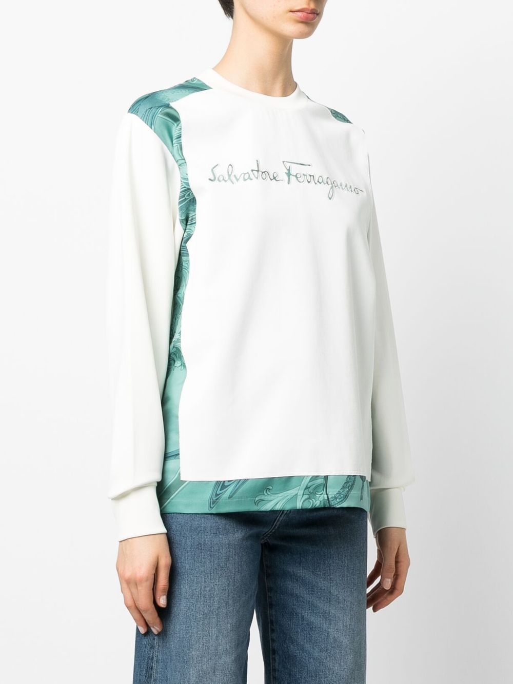 Ferragamo Embroidered Logo Sweatshirt In White