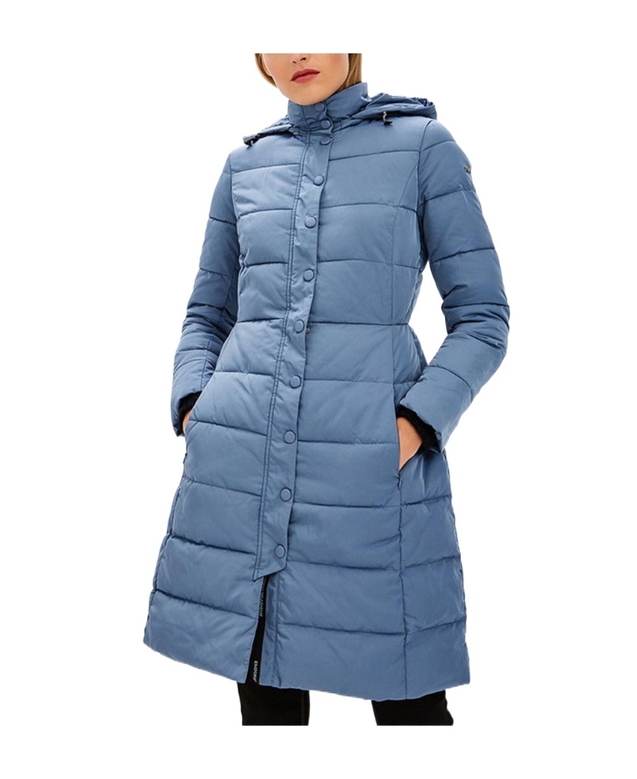 Emporio Armani A Cotton-padded Suit With A Hooded Jacket In Blue