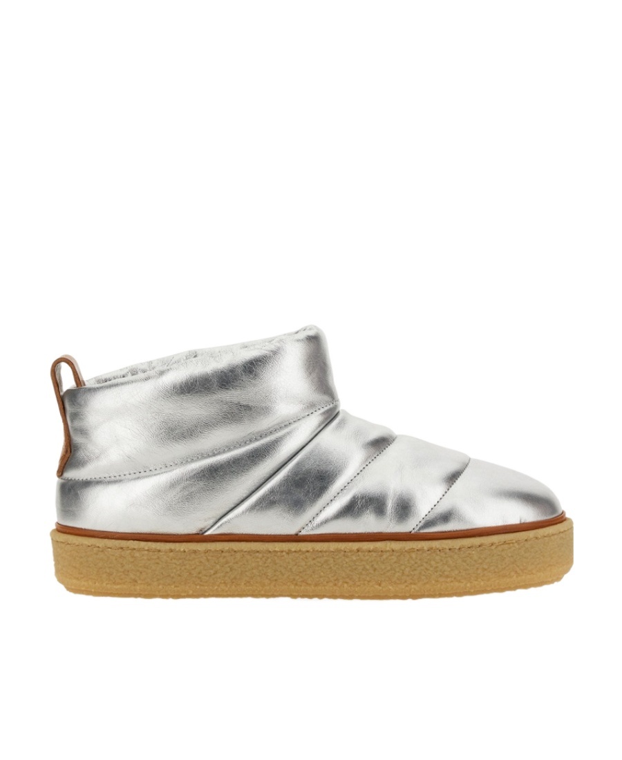 Isabel Marant "eskee" Flat Sole Metallic Finish Boots In White