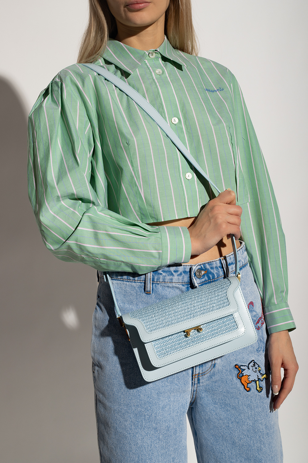 Marni Mini Trunk Crossbody Bag In Blue