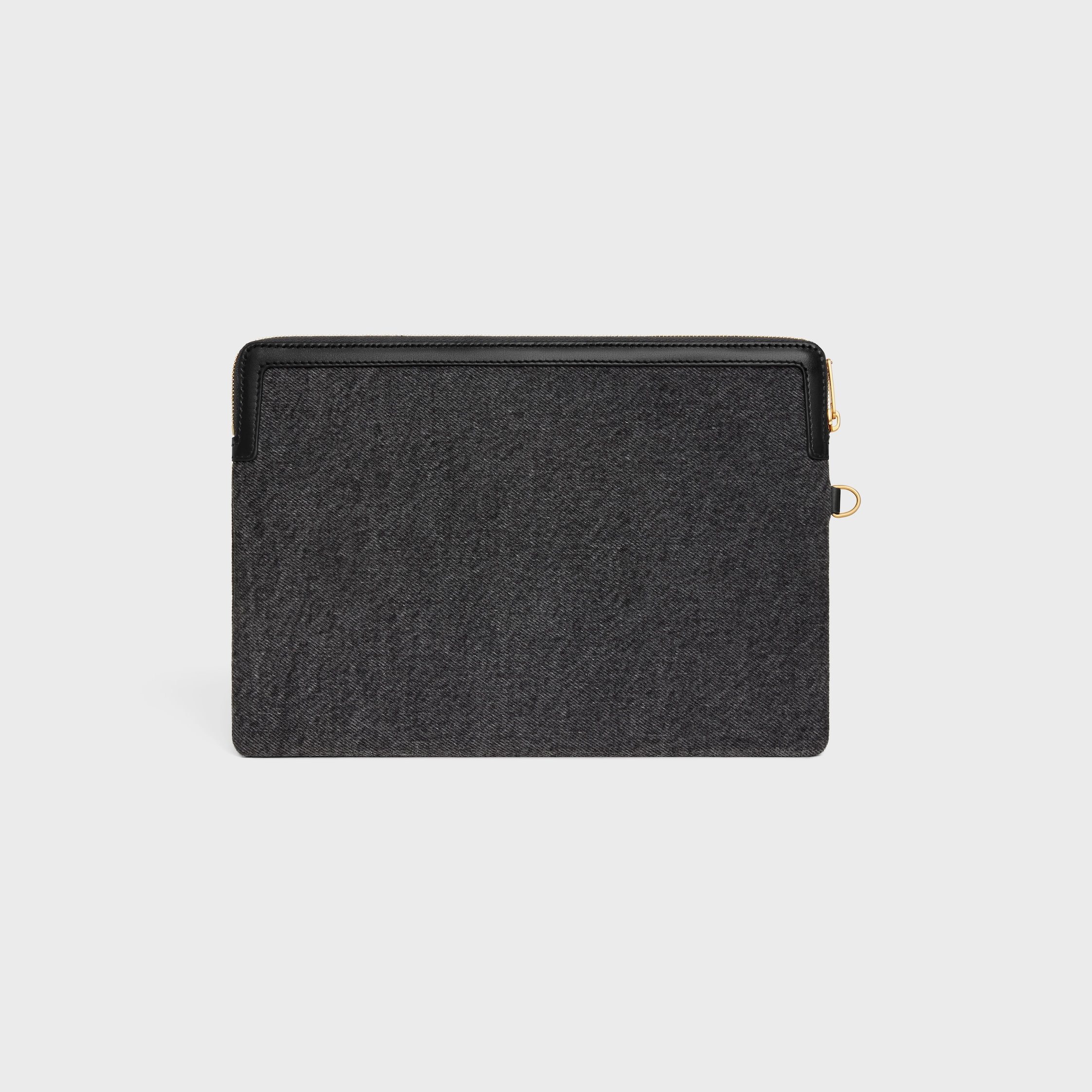 Celine Small Pouch With Strap Cuir Triomphe In Denim In Gray