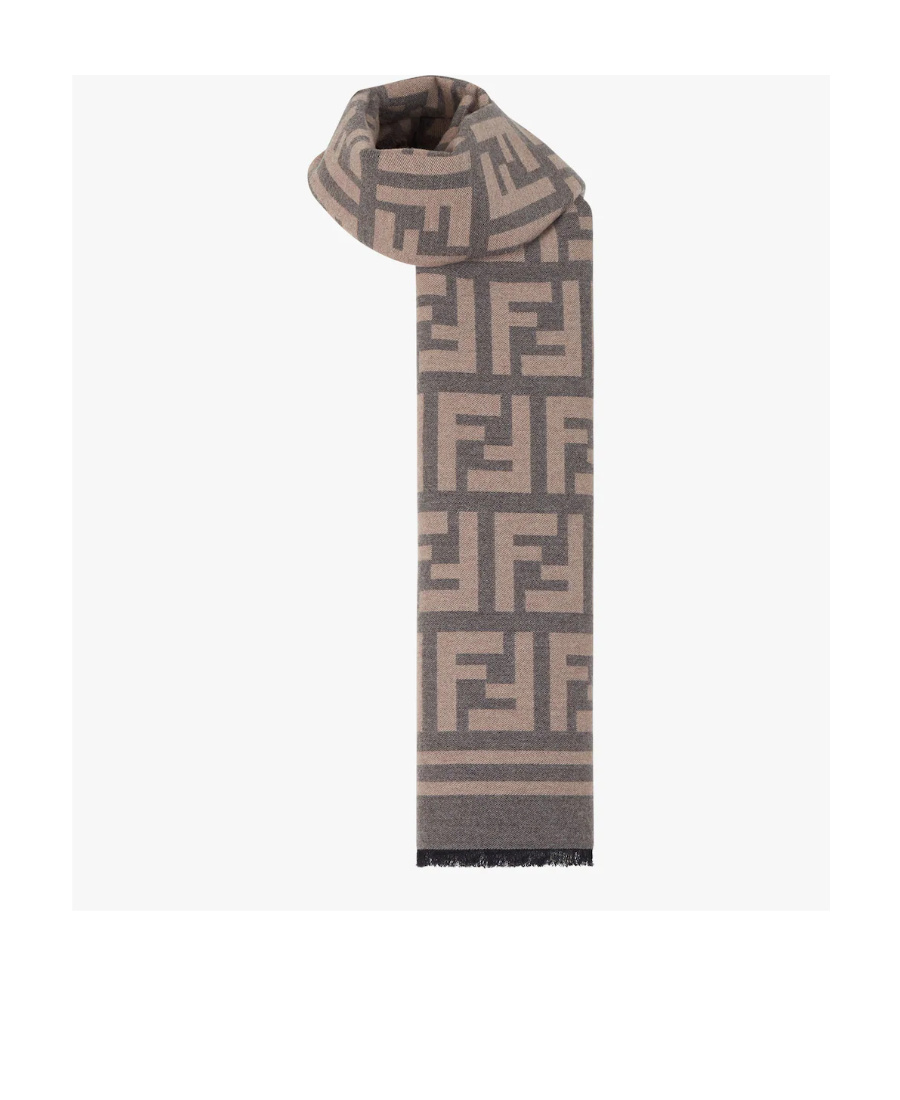 Fendi Monogram-jacquard Wool Scarf In Black