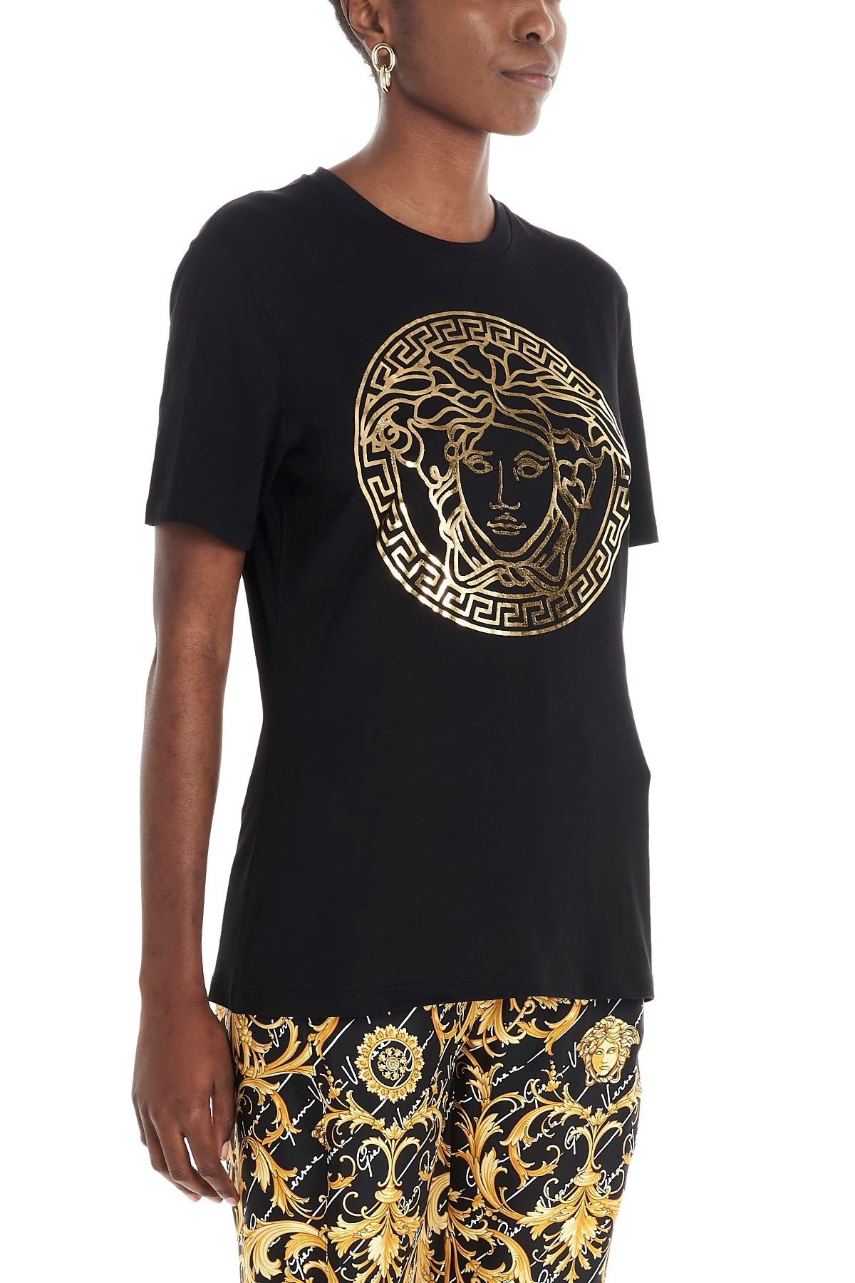 Versace Motif Detail T-shirt In Black