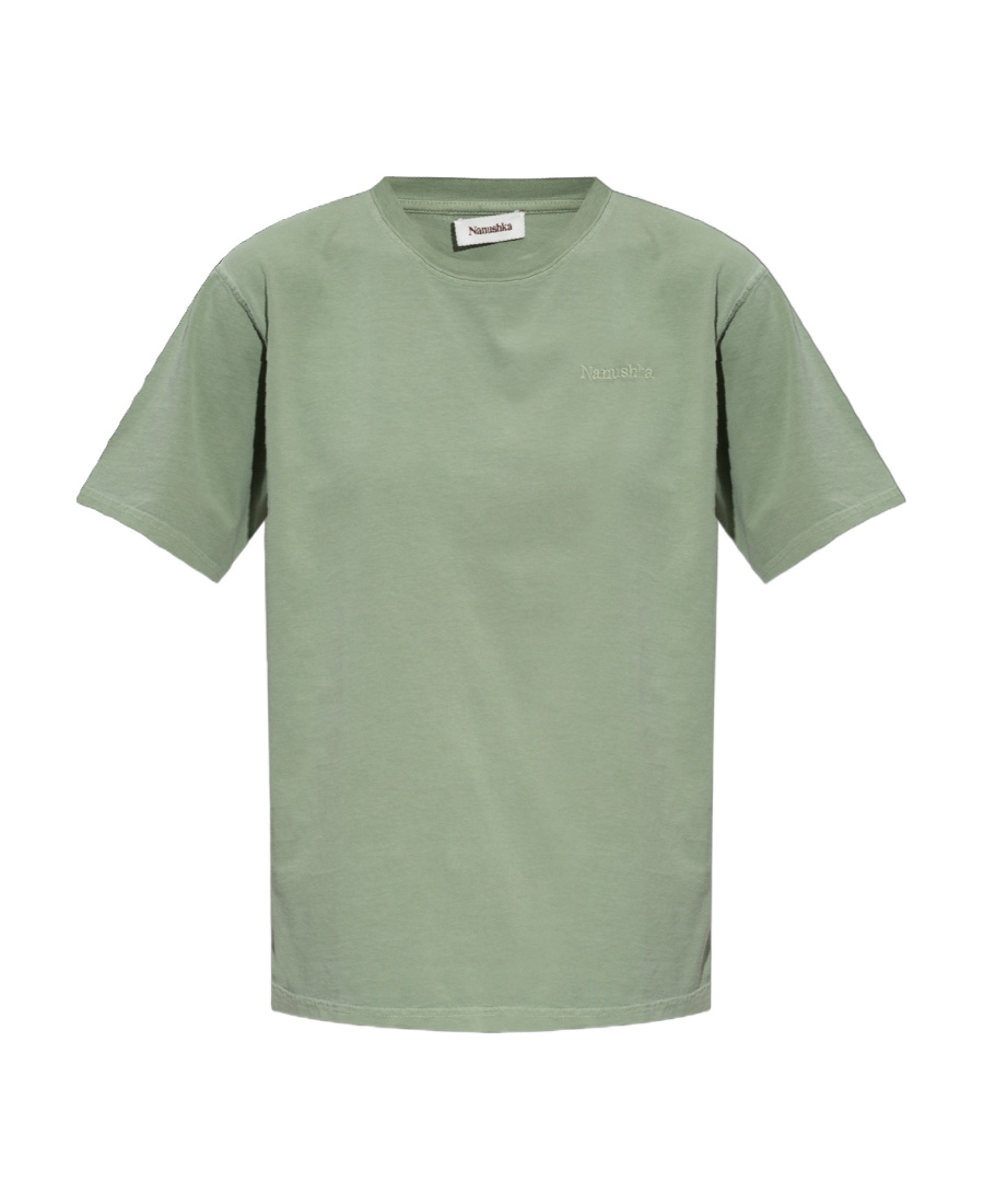 Nanushka Logo-embroidered Cotton T-shirt In Green
