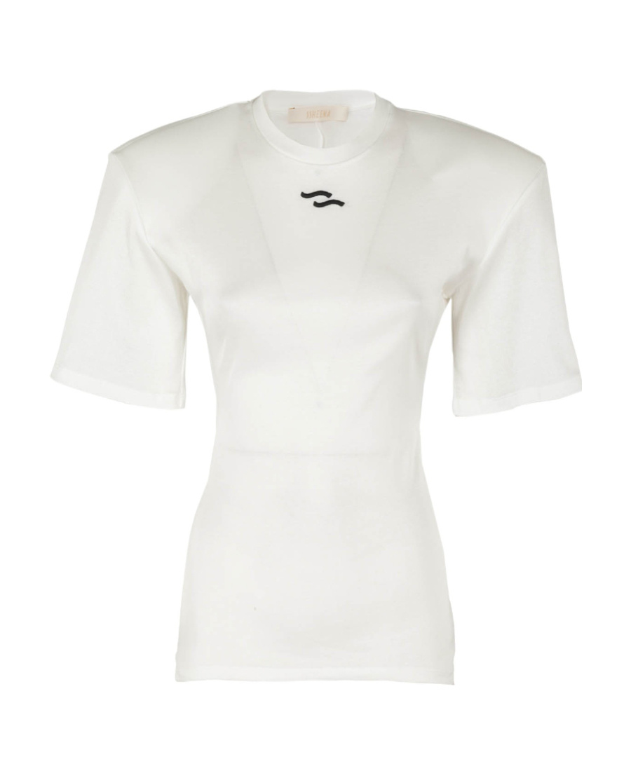 Ssheena Fitted White Cotton T-shirt With Contrasting Logo In White