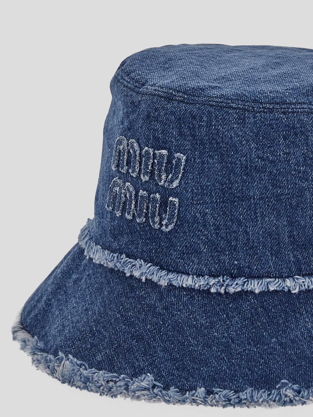 Miu Miu Denim Logo Bucket Hat In Blue