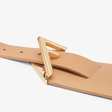 Fendi First Logo Adjustable Belt In Nude