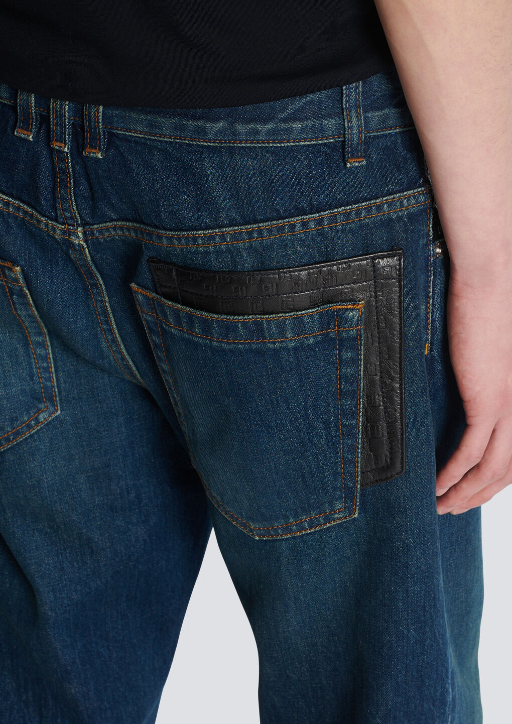 Balmain Vintage Logo-patch Straight-leg Jeans In Blue