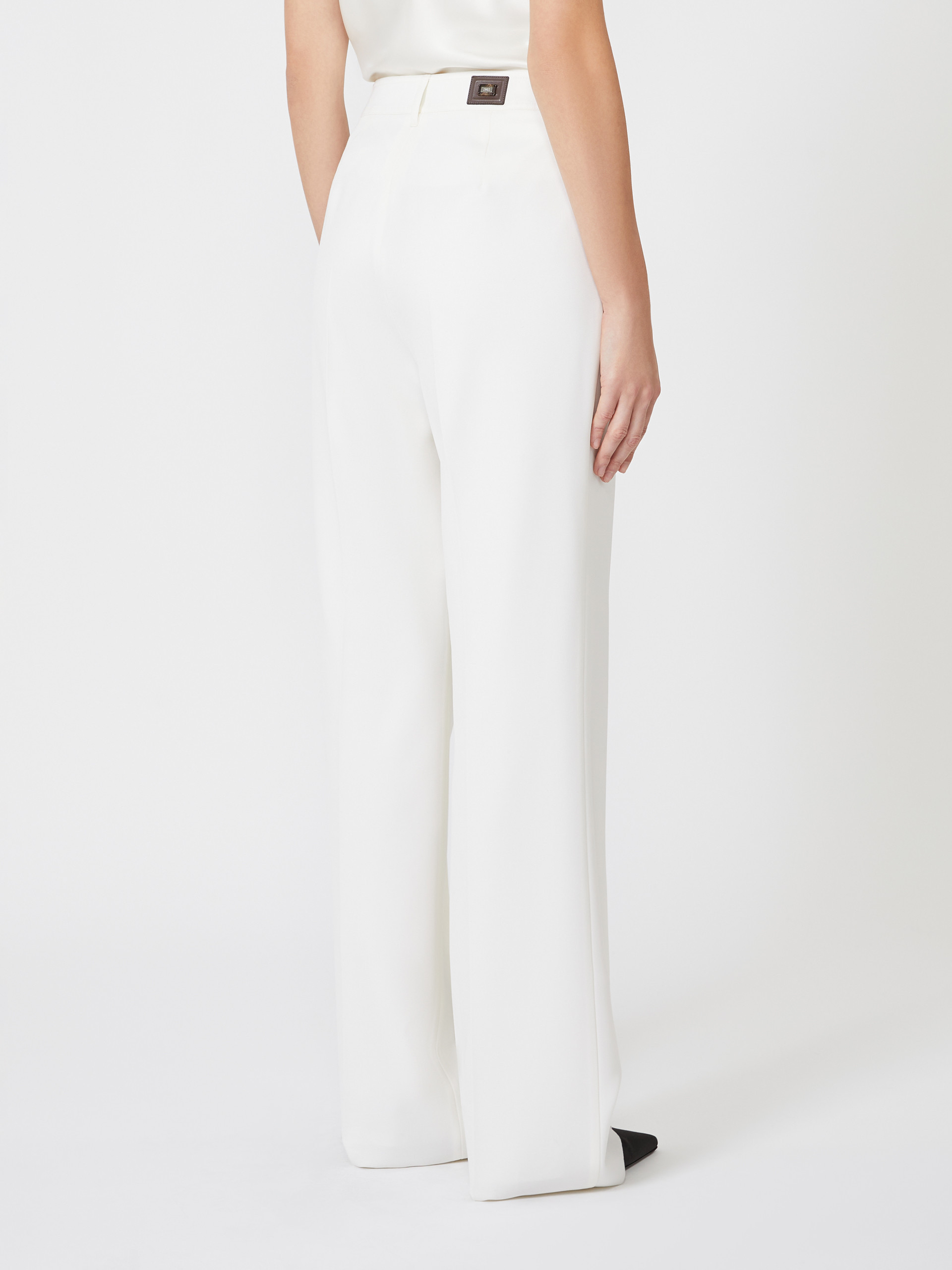 Max Mara Straight Gabardine Wool Trousers In White