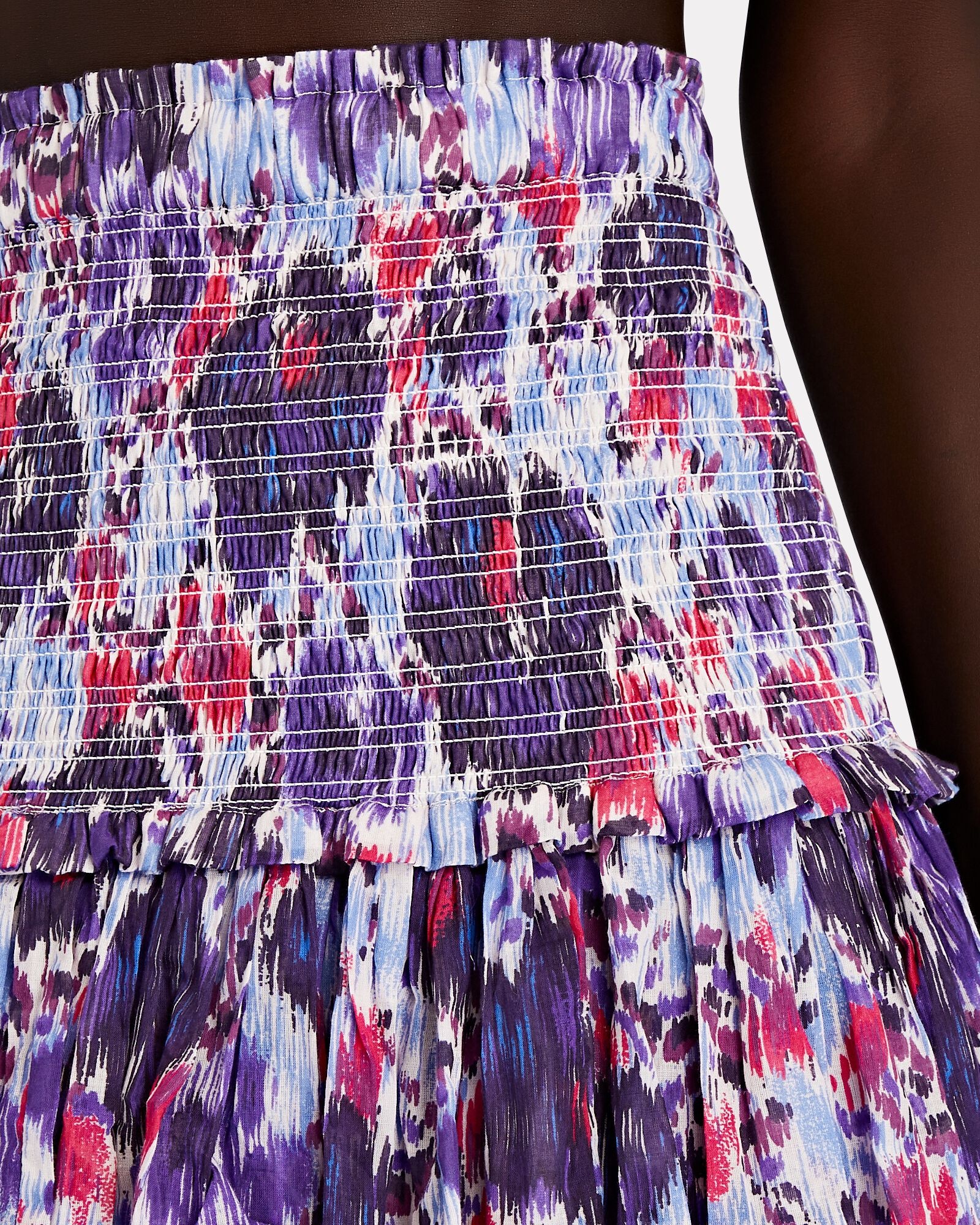 Isabel Marant Étoile Naomi Smocked Floral Tiered Skirt In Purple