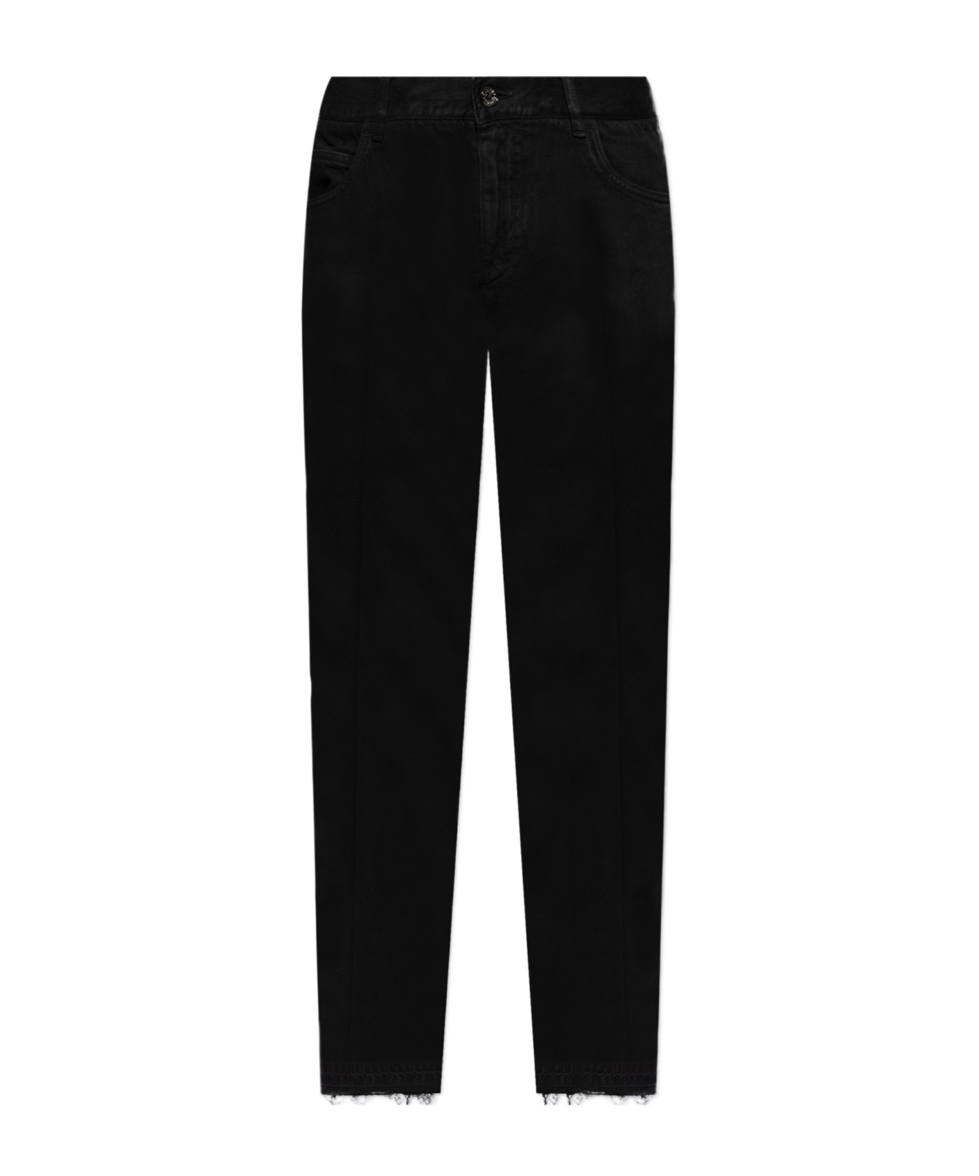 Dolce & Gabbana Distressed Hem Slim-fit Jeans In Black