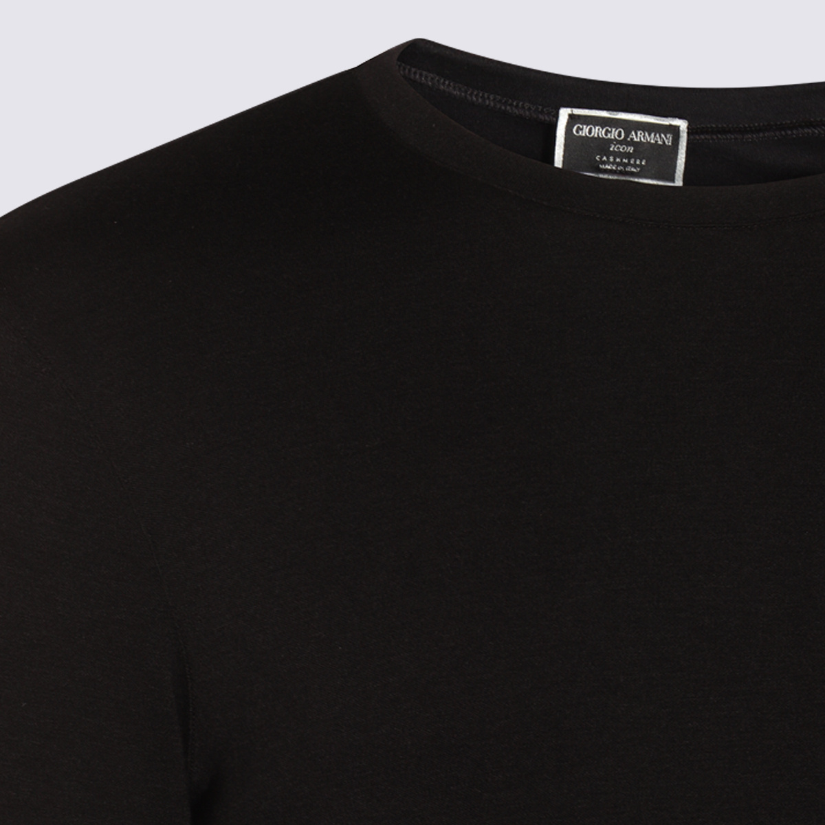 Giorgio Armani Icon Long-sleeve Cashmere Sweater In Black