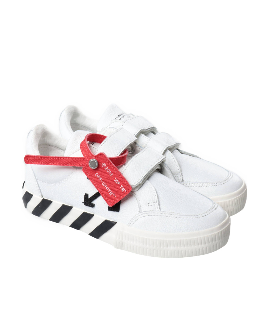 Off-white Off White Sneakers Bianche In Pelle Di Vitello Bambino In Red