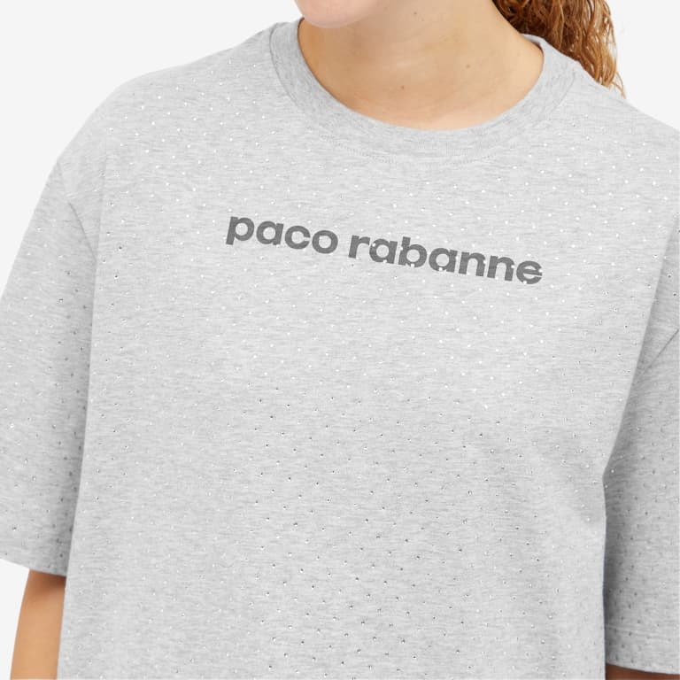 RABANNE LOGO-PRINT RHINESTONE T-SHIRT
