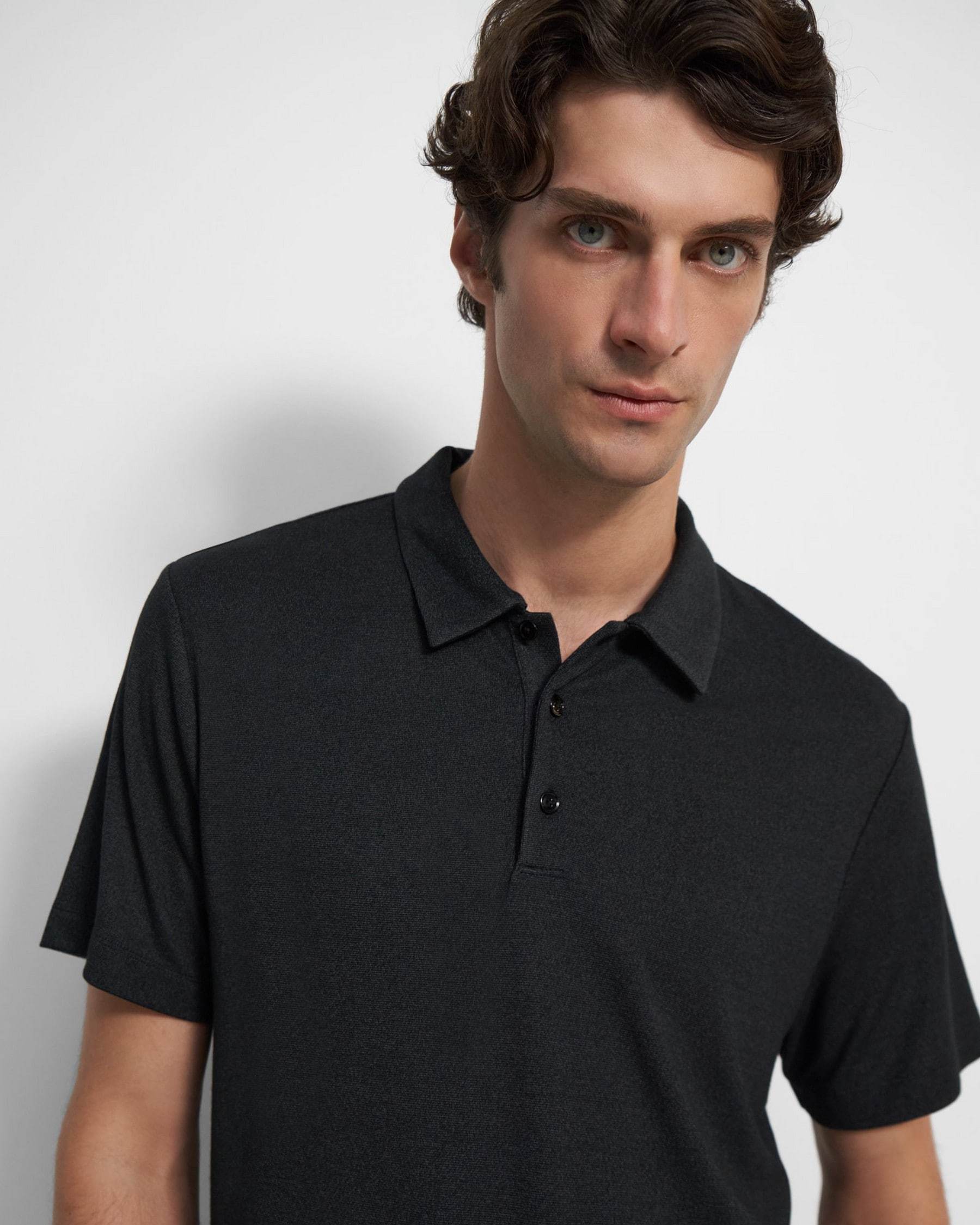 THEORY THEORY BRON SHORT SLEEVED KNITTED POLO SHIRT