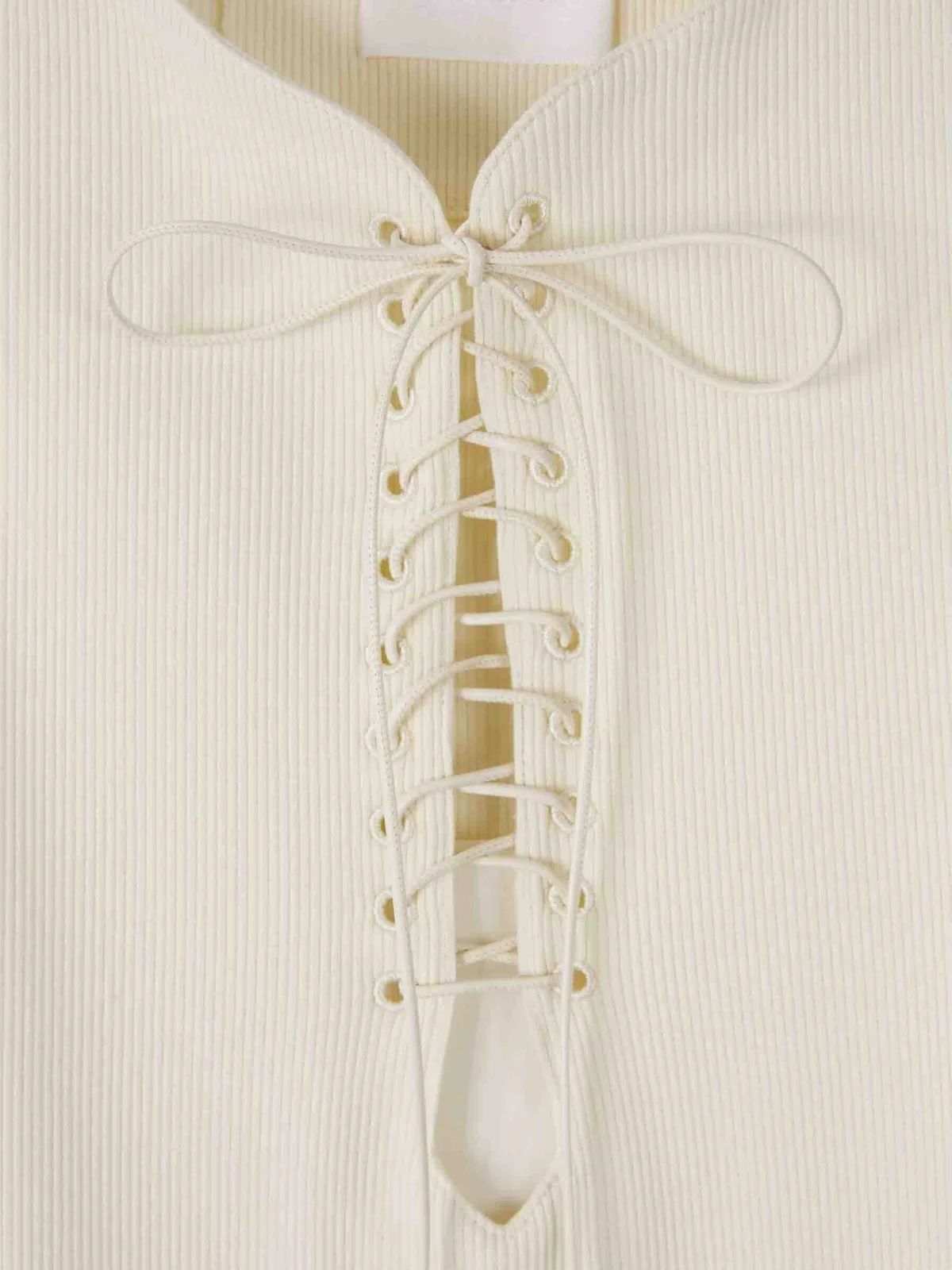 Givenchy Lace-up Ribbed Midi Dress With High Neckline In White