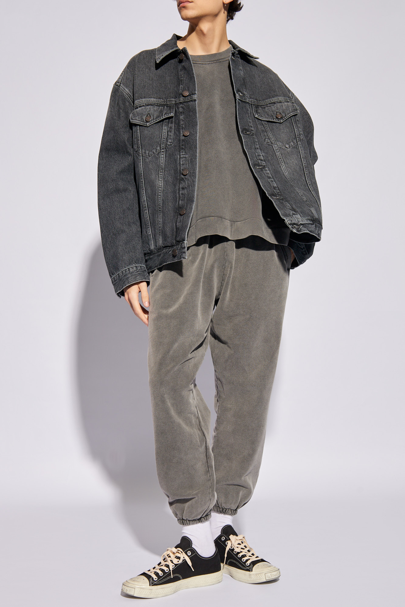 Acne Studios Man Black Sweatshirts In Gray