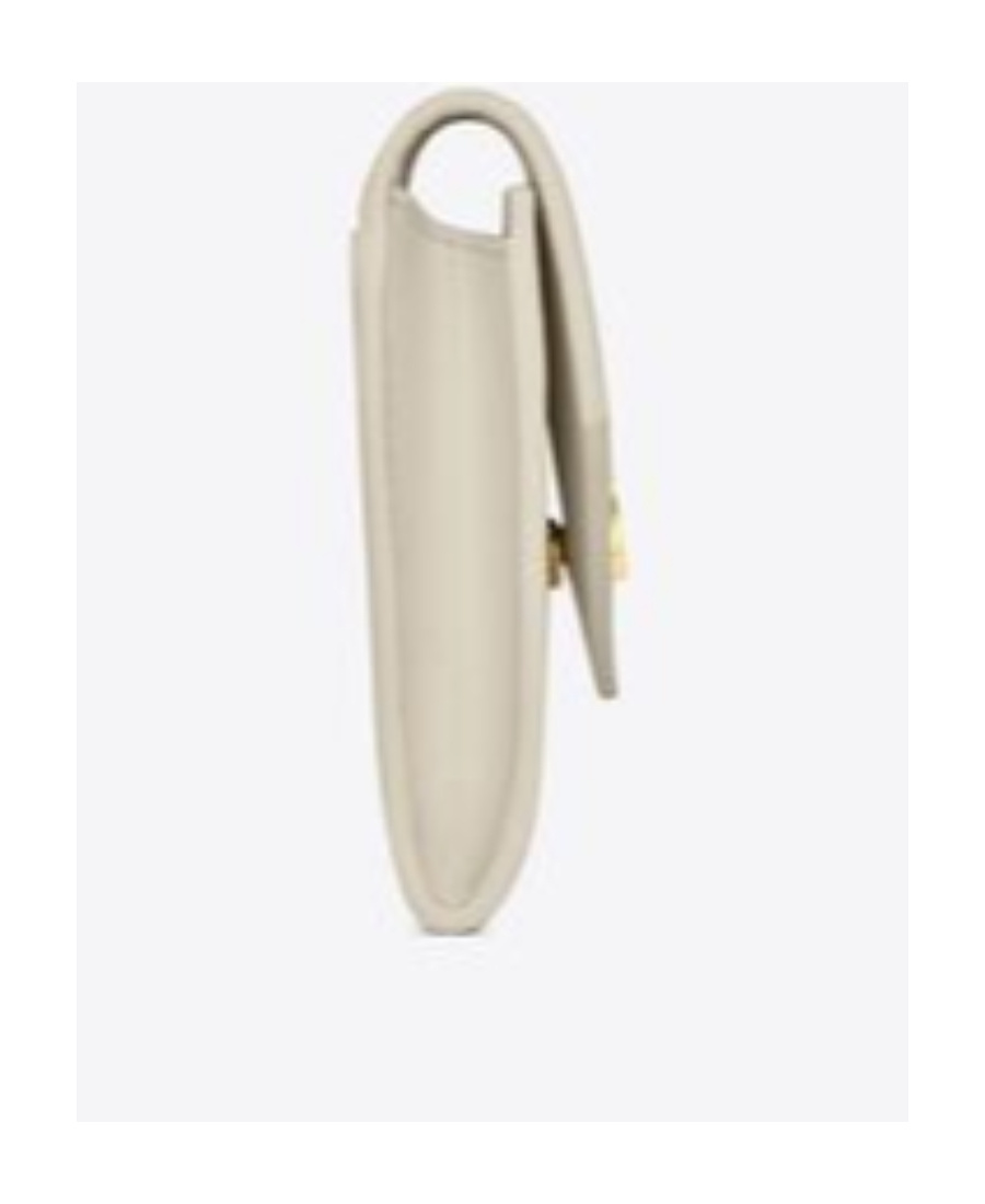 Saint Laurent Cassandre  Small Envelope Wallet In Lizard-embossed Leather In White