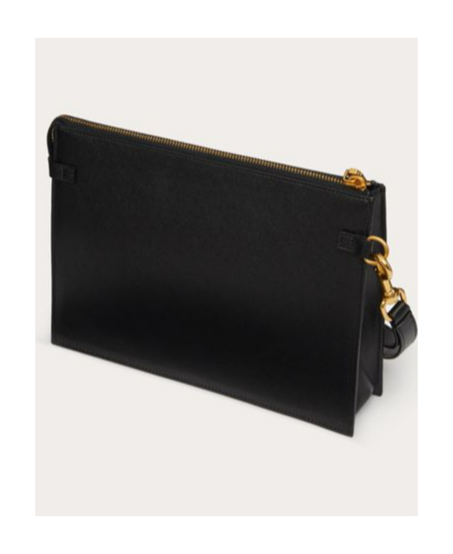 Valentino Maxi Vlogo Clutch In Black