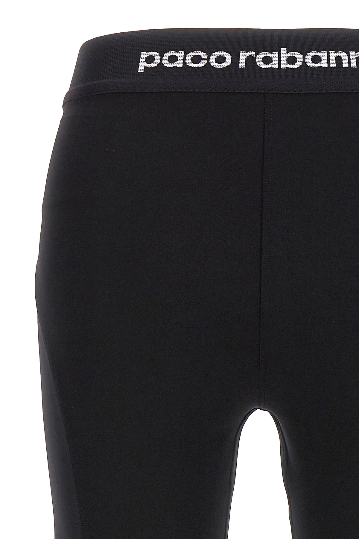 Rabanne Logo-waistband High-waisted Leggings In Black